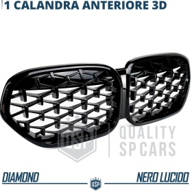 REJILLA Delanteras para BMW X1 F48 (19-22), Estilo Diamante 3D | Negro Brillante Tuning M