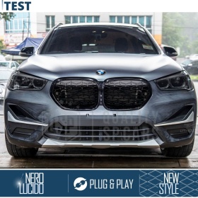 REJILLA Delanteras para BMW X1 F48 (19-22), Estilo Diamante 3D | Negro Brillante Tuning M