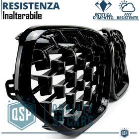 REJILLA Delanteras para BMW X1 F48 (19-22), Estilo Diamante 3D | Negro Brillante Tuning M