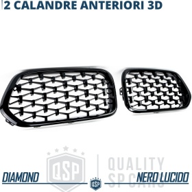 REJILLAS Delanteras para BMW X2 (F39), Estilo Diamante 3D | Negro Brillante Tuning M