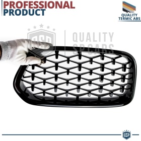REJILLAS Delanteras para BMW X2 (F39), Estilo Diamante 3D | Negro Brillante Tuning M