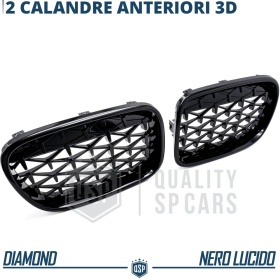 REJILLAS Delanteras para BMW X3 F25 (10-14) Estilo Diamante 3D | Negro Brillante Tuning M