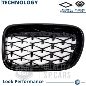 REJILLAS Delanteras para BMW X3 F25 (10-14) Estilo Diamante 3D | Negro Brillante Tuning M