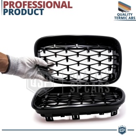 REJILLAS Delanteras para BMW X3 F25 (10-14) Estilo Diamante 3D | Negro Brillante Tuning M