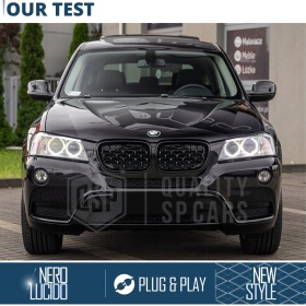 REJILLAS Delanteras para BMW X3 F25 (10-14) Estilo Diamante 3D | Negro Brillante Tuning M