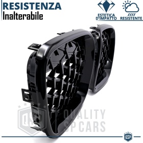 REJILLAS Delanteras para BMW X3 F25 (10-14) Estilo Diamante 3D | Negro Brillante Tuning M