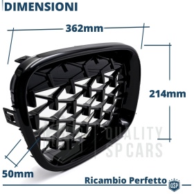 REJILLAS Delanteras para BMW X3 F25 (10-14) Estilo Diamante 3D | Negro Brillante Tuning M