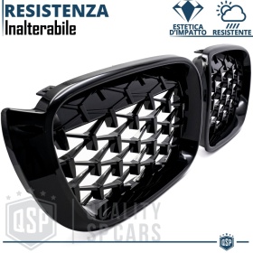 REJILLAS Delanteras para BMW X3 F25 (14-17), Estilo Diamante 3D | Negro Brillante Tuning M