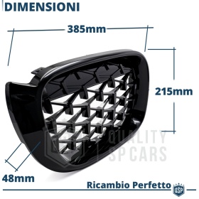 REJILLAS Delanteras para BMW X3 F25 (14-17), Estilo Diamante 3D | Negro Brillante Tuning M