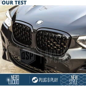 GRIGLIE Anteriori per BMW X3 G01 (17-21), Mascherine Nero Lucido Diamond | Calandre Tuning M3