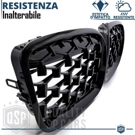 GRIGLIE Anteriori per BMW X3 G01 (17-21), Mascherine Nero Lucido Diamond | Calandre Tuning M3