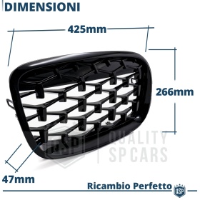 GRIGLIE Anteriori per BMW X3 G01 (17-21), Mascherine Nero Lucido Diamond | Calandre Tuning M3