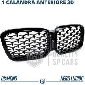 REJILLA Delanteras para BMW X3 G01 (desde 2021), Estilo Diamante 3D | Negro Brillante Tuning M