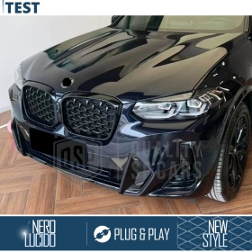 REJILLA Delanteras para BMW X3 G01 (desde 2021), Estilo Diamante 3D | Negro Brillante Tuning M
