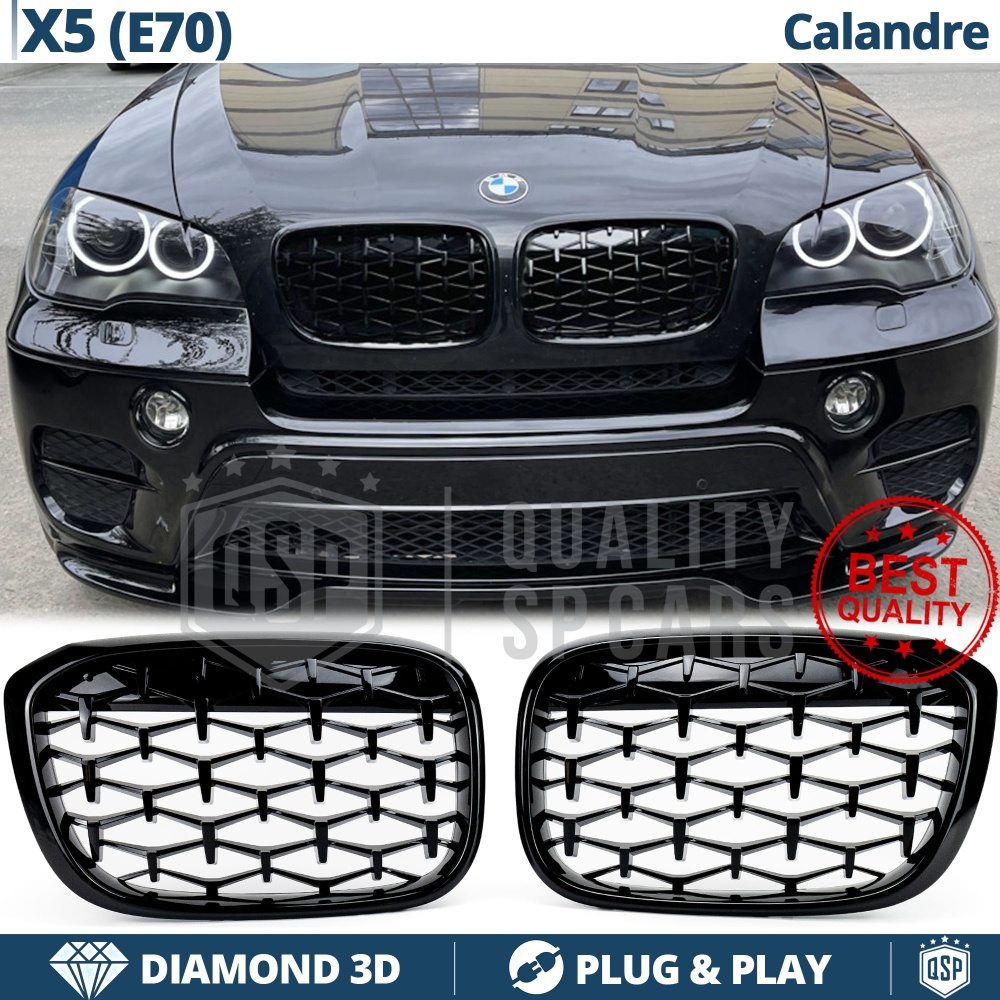 Front GRILLE for BMW X5 (E70), Diamond 3d Design | Glossy Black Grill Tuning M