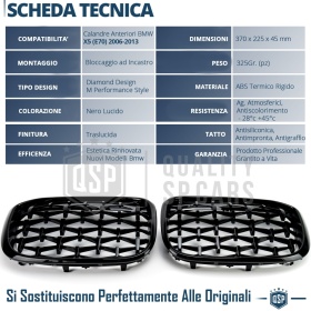 Front GRILLE for BMW X5 (E70), Diamond 3d Design | Glossy Black Grill Tuning M