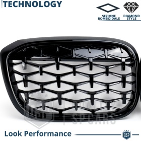 Front GRILLE for BMW X5 (E70), Diamond 3d Design | Glossy Black Grill Tuning M