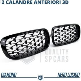 REJILLAS Delanteras para BMW X5 (F15), Estilo Diamante 3D | Negro Brillante Tuning M