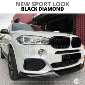 REJILLAS Delanteras para BMW X5 (F15), Estilo Diamante 3D | Negro Brillante Tuning M