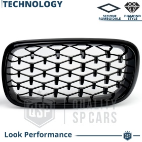 REJILLAS Delanteras para BMW X5 (F15), Estilo Diamante 3D | Negro Brillante Tuning M