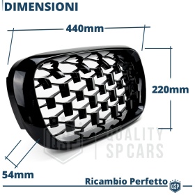 REJILLAS Delanteras para BMW X5 (F15), Estilo Diamante 3D | Negro Brillante Tuning M