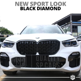 REJILLA Delanteras para BMW X5 G05 (18-22), Estilo Diamante 3D | Negro Brillante Tuning M