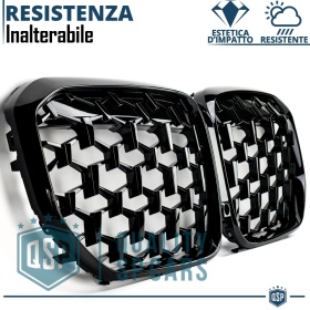 REJILLA Delanteras para BMW X5 G05 (18-22), Estilo Diamante 3D | Negro Brillante Tuning M