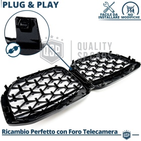 REJILLA Delanteras para BMW X5 G05 (18-22), Estilo Diamante 3D | Negro Brillante Tuning M