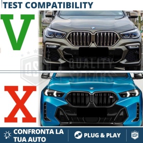 REJILLA Delanteras para BMW X6 G06 (19-22), Doble Pasillo | Negro Brillante Tuning M