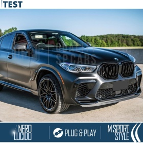 REJILLA Delanteras para BMW X6 G06 (19-22), Doble Pasillo | Negro Brillante Tuning M
