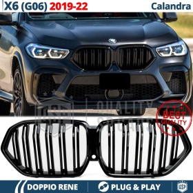 REJILLA Delanteras para BMW X6 G06 (19-22), Doble Pasillo | Negro Brillante Tuning M