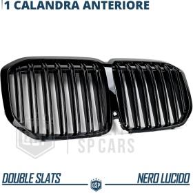 REJILLA Delanteras para BMW X7 G07 (18-22), Doble Pasillo | Negro Brillante Tuning M