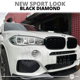 REJILLAS Delanteras para BMW X6 (F16), Estilo Diamante 3D | Negro Brillante Tuning M