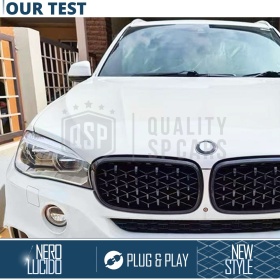 REJILLAS Delanteras para BMW X6 (F16), Estilo Diamante 3D | Negro Brillante Tuning M