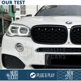 REJILLAS Delanteras para BMW X6 (F16), Estilo Diamante 3D | Negro Brillante Tuning M