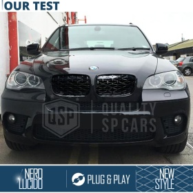 REJILLAS Delanteras para BMW X6 (E71), Estilo Diamante 3D | Negro Brillante Tuning M