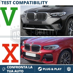 REJILLA Delanteras para BMW X4 G02 (desde 2021), Estilo Diamante 3D | Negro Brillante Tuning M