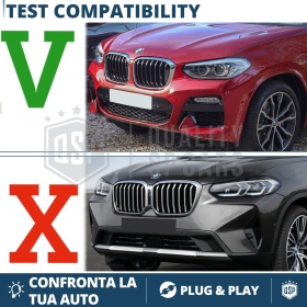 REJILLAS Delanteras para BMW X4 G02 (18-21), Estilo Diamante 3D | Negro Brillante Tuning M