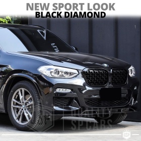 REJILLAS Delanteras para BMW X4 G02 (18-21), Estilo Diamante 3D | Negro Brillante Tuning M