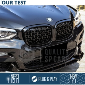 REJILLAS Delanteras para BMW X4 G02 (18-21), Estilo Diamante 3D | Negro Brillante Tuning M