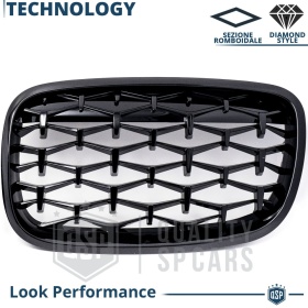 REJILLAS Delanteras para BMW X4 G02 (18-21), Estilo Diamante 3D | Negro Brillante Tuning M