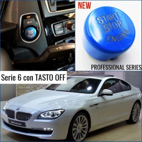 LLAVE BOTÓN DE ENCENDIDO DEL MOTOR AZUL "START STOP ENGINE" EN ABS PARA BMW SERIE 6 ( F12 F13 F06 ) con Bóton OFF, ANTICHUADO NO HUELLAS
