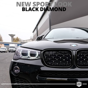 Front GRILLE for BMW X4 F26 (14-18), Diamond 3d Design | Glossy Black Grill Tuning M