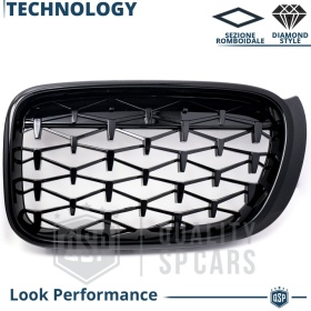 Front GRILLE for BMW X4 F26 (14-18), Diamond 3d Design | Glossy Black Grill Tuning M