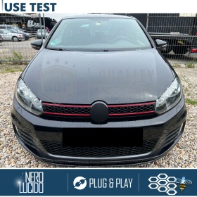 REJILLA Delantera para Vw GOLF 6 GTI Style Parrilla Tuning Negro Brillante Raya Roja