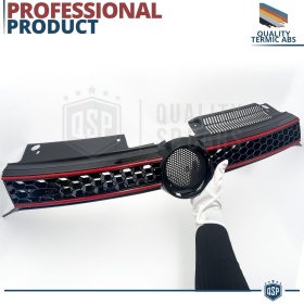 REJILLA Delantera para Vw GOLF 6 GTI Style Parrilla Tuning Negro Brillante Raya Roja