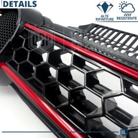 REJILLA Delantera para Vw GOLF 6 GTI Style Parrilla Tuning Negro Brillante Raya Roja