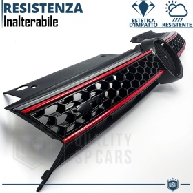 REJILLA Delantera para Vw GOLF 6 GTI Style Parrilla Tuning Negro Brillante Raya Roja
