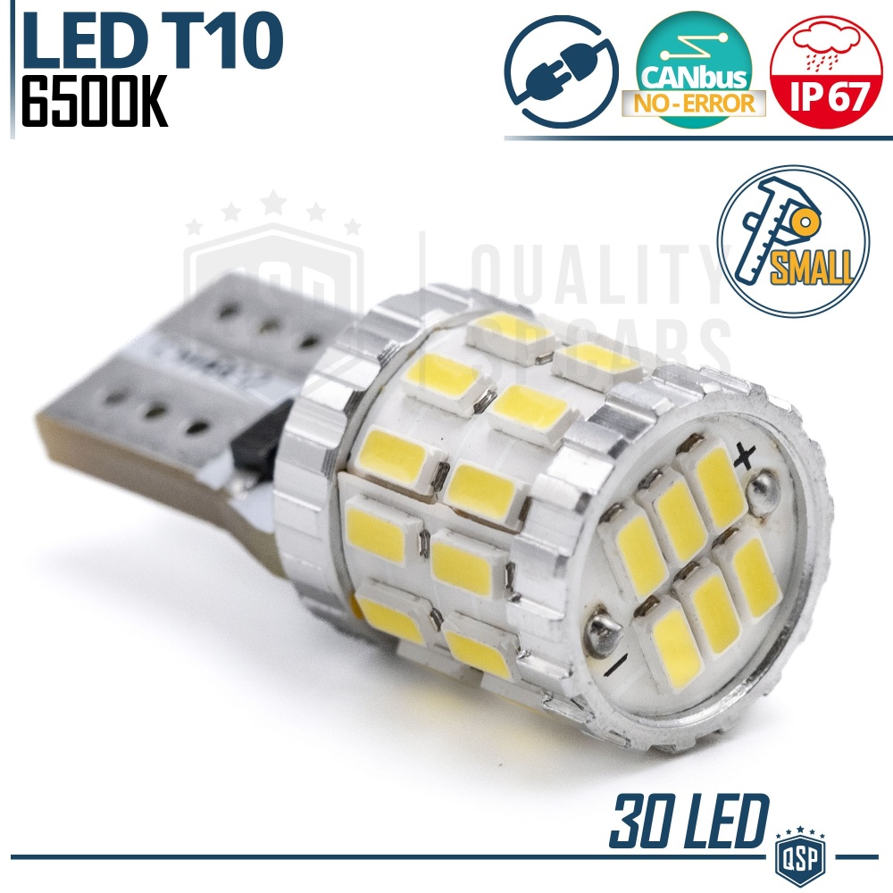 1 Bombilla LED T10 W5W CANbus, Potente Luz Blanca 360° | 300LM, EXTRA DELGADO