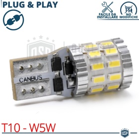 1 Bombilla LED T10 W5W CANbus, Potente Luz Blanca 360° | 300LM, EXTRA DELGADO